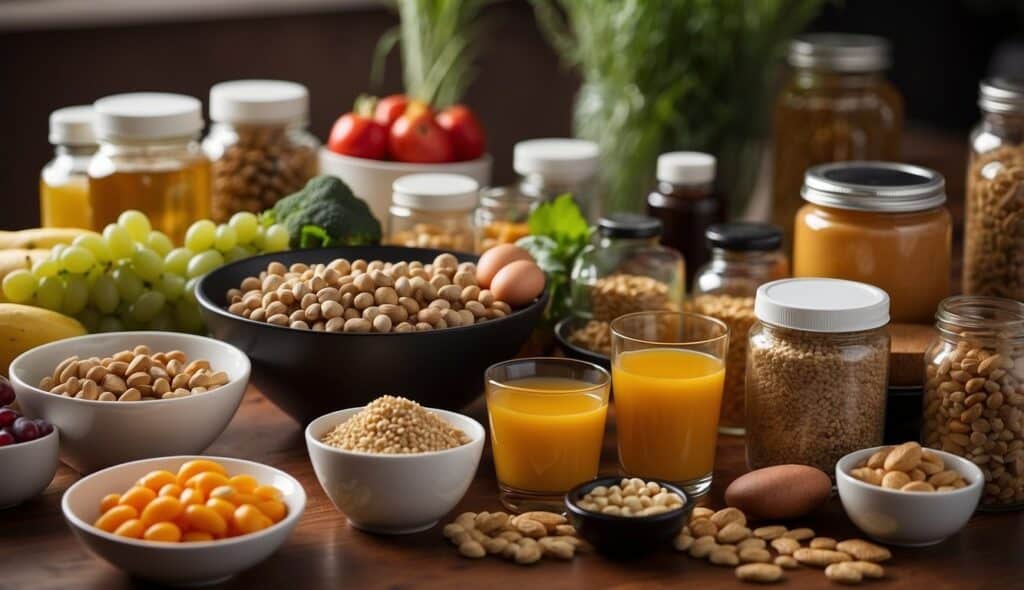 A table with various foods and supplements, labeled for precision athletes' nutrition strategy